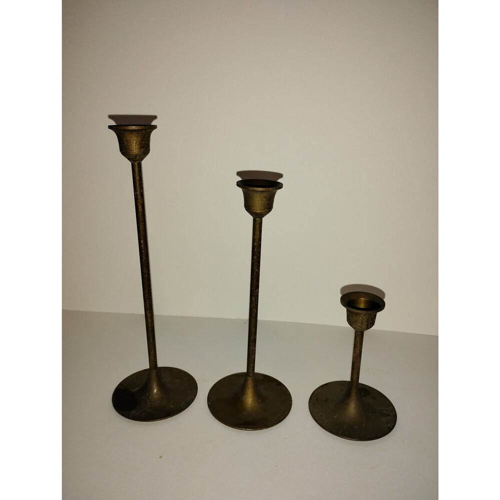 Vintage 3pc Brass Candle Holders